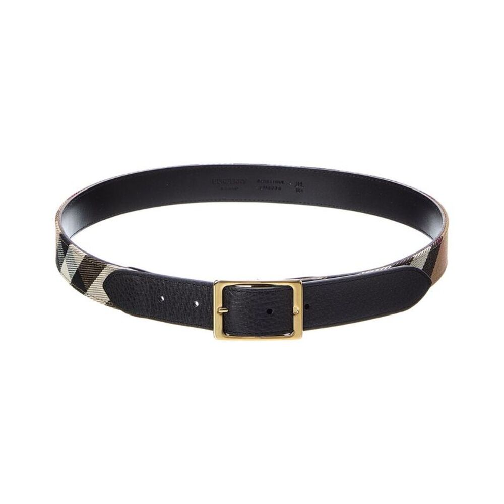 Burberry House Check Canvas & Leather Belt, Brown